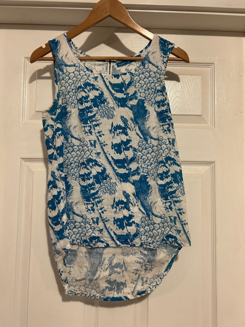 next Blue and White Printed Sleeveless High-Low Camisole